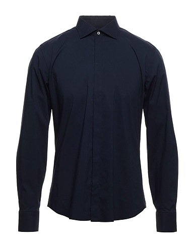 MANUEL RITZ Solid colour shirt Midnight blue 71% Cotton, 25% Polyamide, 4% Elastane