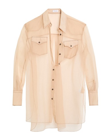 BRUNELLO CUCINELLI Silk shirts & blouses Sand 100% Silk, Ecobrass, Brass