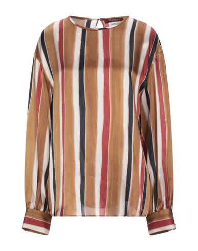 Click to view more detailed imagery on our partner's website Max Mara Striped Silk Blouse In Brown