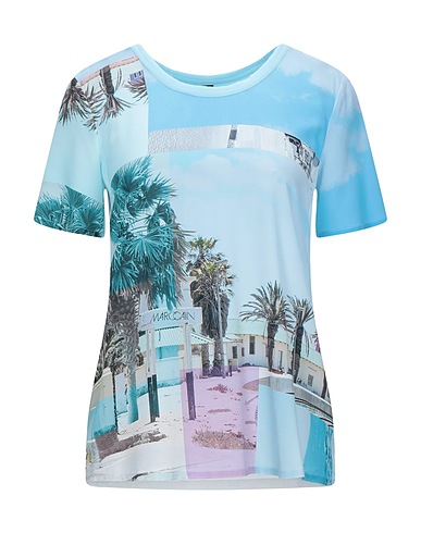 MARC CAIN Silk top Sky blue 100% Silk, Viscose, Elastane
