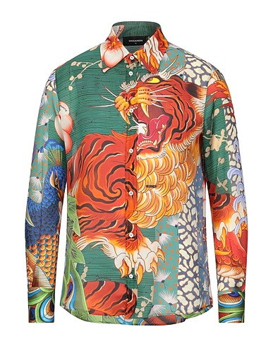 DSQUARED2 Patterned shirts & blouses Green 100% Silk