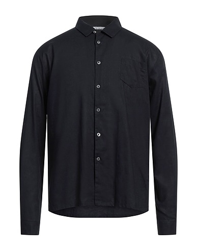 DANIELE ALESSANDRINI Linen shirt Midnight blue 55% Linen, 45% Cotton