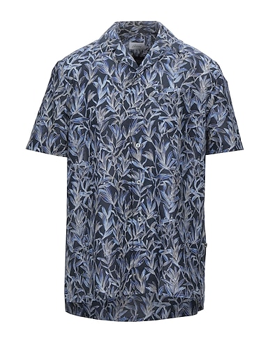 BRIONI Linen shirt Midnight blue 64% Linen, 36% Cotton