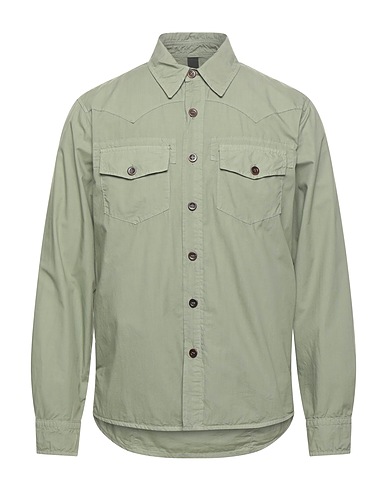 ORIGINAL VINTAGE STYLE Camicia tinta unita Verde militare 100% Cotone