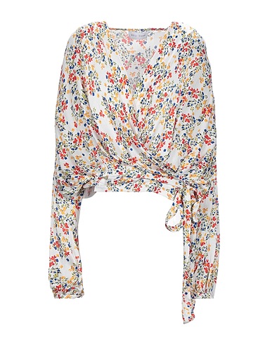 WEILI ZHENG Floral shirts & blouses White 100% Polyester