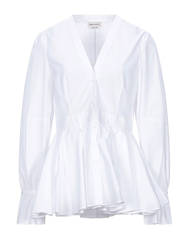 MCQUEEN Solid colour shirts & blouses White 100% Cotton