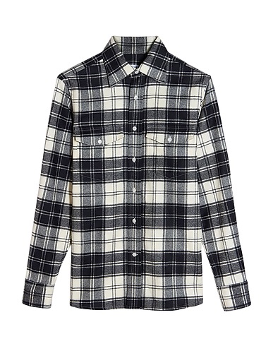 DUNHILL Camisa de cuadros Negro 97% Lana, 2% Poliéster, 1% Elastán