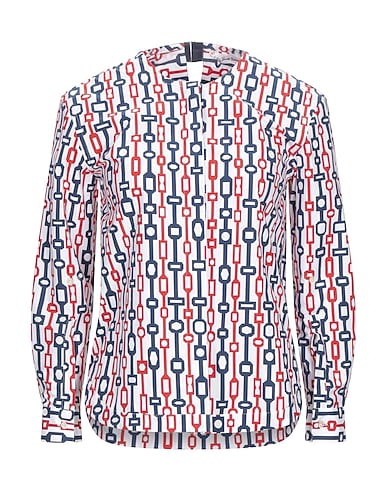 LE SARTE PETTEGOLE Patterned shirts & blouses White 97% Cotton, 3% Elastane