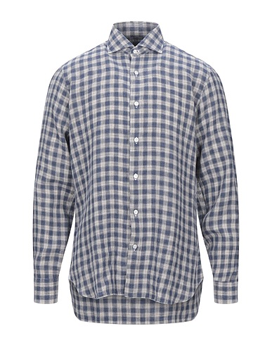 BARBA Napoli Checked shirt Midnight blue 100% Linen