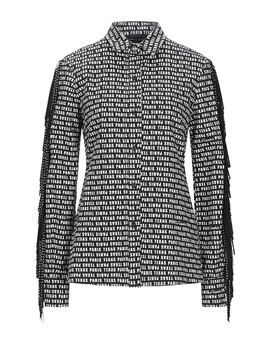 FRANKIE MORELLO Patterned shirts & blouses Black 97% Cotton, 3% Elastane