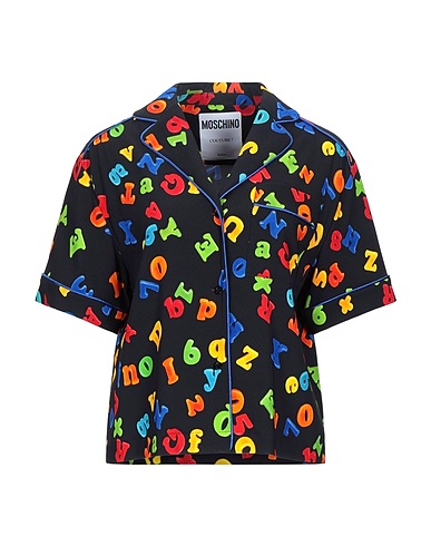 MOSCHINO Patterned shirts & blouses Black 98% Viscose, 2% Elastane