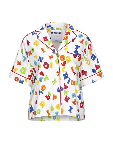 MOSCHINO Patterned shirts & blouses White 98% Viscose, 2% Elastane