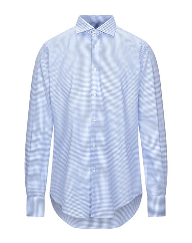 CALIBAN Checked shirt Azure 100% Cotton