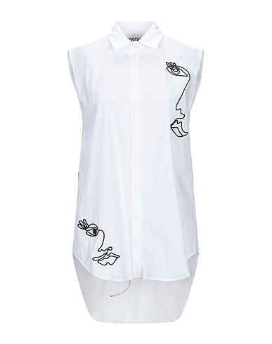 MOSCHINO Solid color shirts & blouses White 59% Cotton, 35% Polyamide, 6% Elastane
