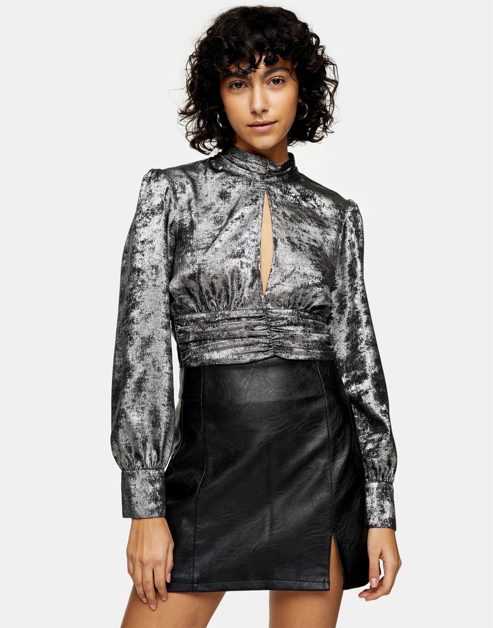 silver high neck top