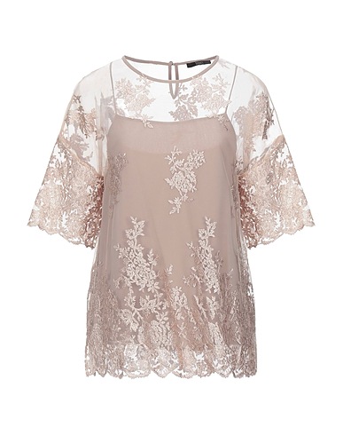 SEVENTY VENEZIA Top Camel 100% Polyester, Mother-of-pearl
