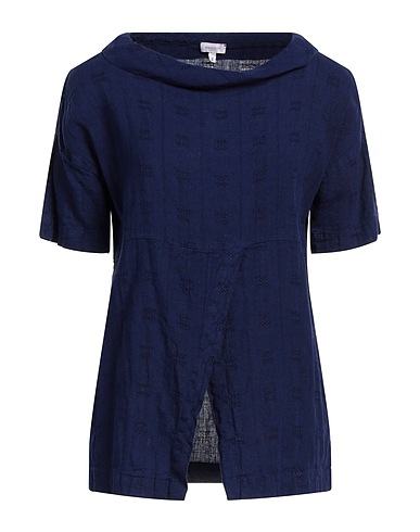 ROSSOPURO Top Blu navy 78% Lino, 22% Viscosa
