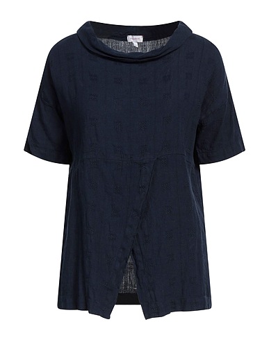 ROSSOPURO Top Blu notte 78% Lino, 22% Viscosa