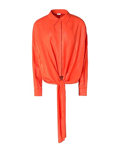 8 by YOOX Solid colour shirts & blouses FLUID KNOTTED L/SLEEVE SHIRT
 Orange 100% Polyester