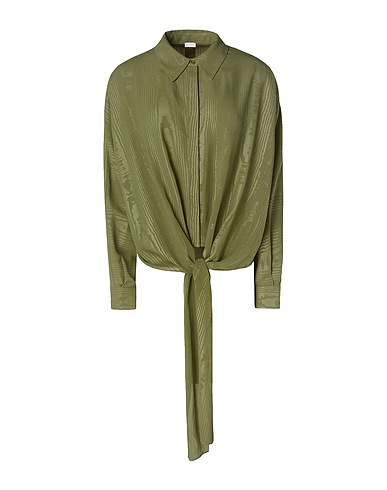 8 by YOOX Hemden und Blusen einfarbig FLUID KNOTTED L/SLEEVE SHIRT
 Grün 100% Polyester