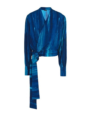 8 by YOOX Top FLUID L/SLEEVE WRAP BLOUSE
 Deep teal 100% Viscose