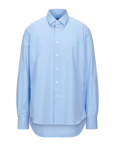 LANVIN Solid colour shirt Sky blue 100% Cotton