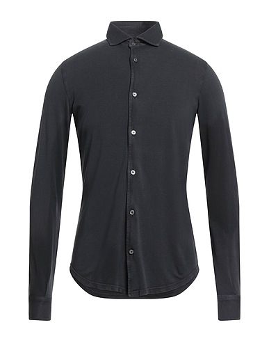FEDELI Camicia tinta unita Antracite 100% Cotone