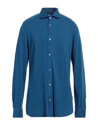 FEDELI Camicia tinta unita Blu navy 100% Cotone