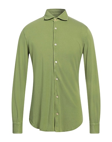 FEDELI Solid colour shirt Green 100% Cotton