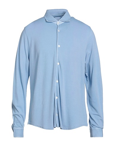 FEDELI Solid colour shirt Pastel blue 100% Cotton