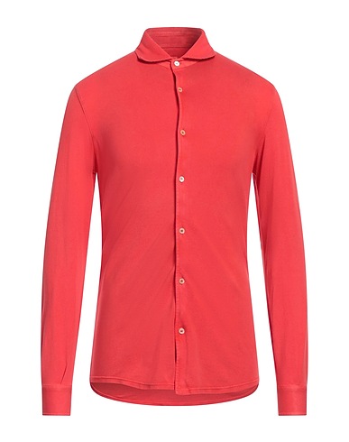 FEDELI Solid color shirt Tomato red 100% Cotton