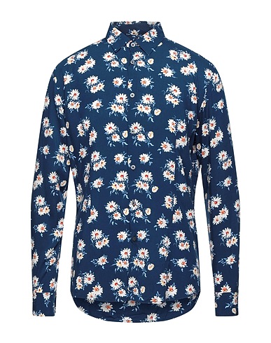 DANIELE ALESSANDRINI HOMME Patterned shirt Blue 100% Viscose