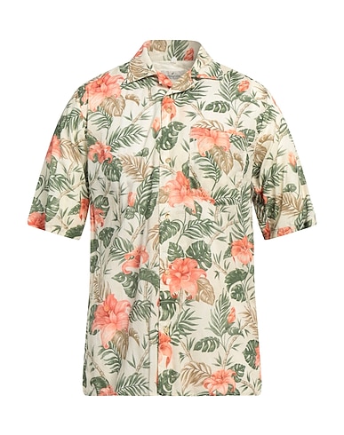 BROOKSFIELD Patterned shirt Beige 100% Cotton