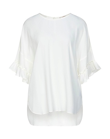 TWINSET Top Ivory 66% Viscose, 34% Silk, Mother-of-pearl
