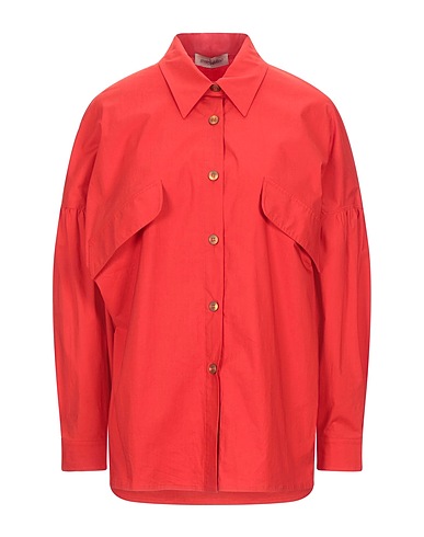 GENTRYPORTOFINO Solid colour shirts & blouses Brick red 97% Cotton, 3% Elastane