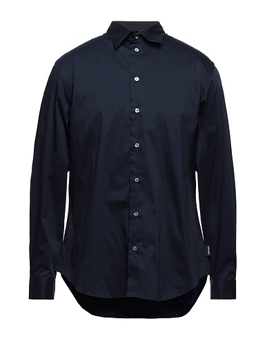 EMPORIO ARMANI Shirts Midnight blue 76% Cotton, 21% Polyamide, 3% Elastane