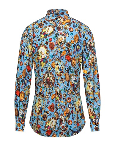 DOLCE&GABBANA Patterned shirt Sky blue 100% Cotton