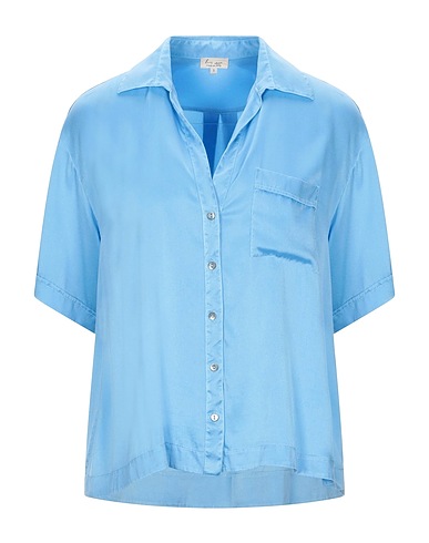 HER SHIRT HER DRESS Solid colour shirts & blouses Azure 94% Silk, 6% Lycra®