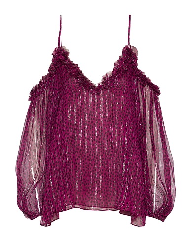 STELLA McCARTNEY Off-the-shoulder top Purple 96% Silk, 4% Polyester