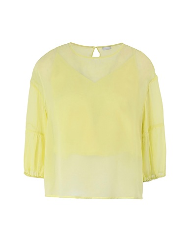 8 by YOOX Top SILK CHIFFON TWO-PIECE BLOUSE AND VEST SET
 Giallo pastello 100% Seta