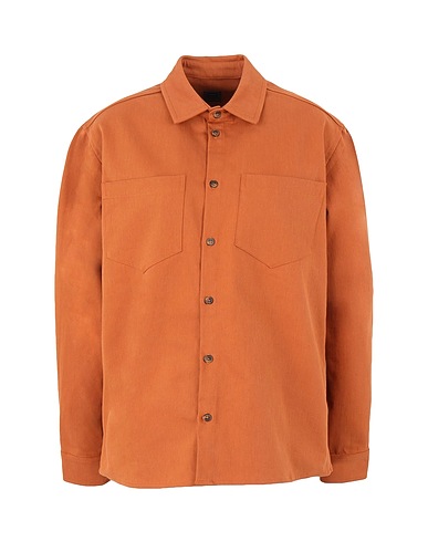 8 by YOOX Solid colour shirt Rust 73% Cotton, 24% Polyester, 3% Elastane