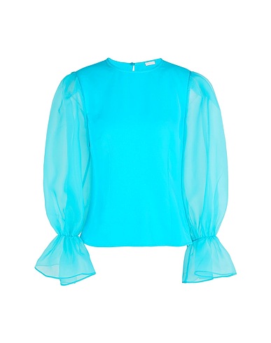 8 by YOOX Top ORGANZA POET SLEEVE BLOUSE
 Turchese 100% Poliestere