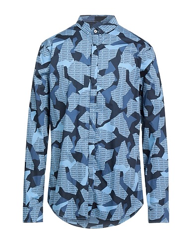 ARMANI EXCHANGE Patterned shirt Blue 97% Cotton, 3% Elastane