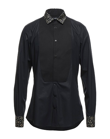 DOLCE&GABBANA Solid color shirt Black 70% Cotton, 20% Polyester, 5% Metallic fiber, 5% Polyamide