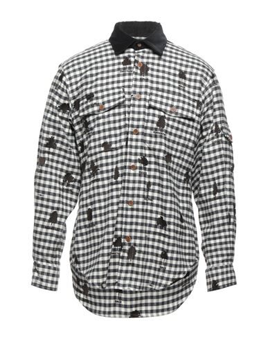 Phipps Gingham Shirt With All-over Tree Embroidery In Grey