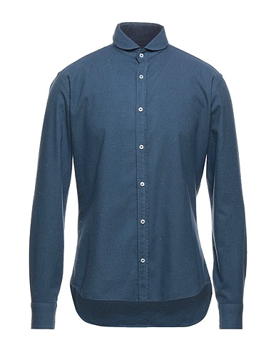 TAKESHY KUROSAWA Solid colour shirt Slate blue 100% Cotton