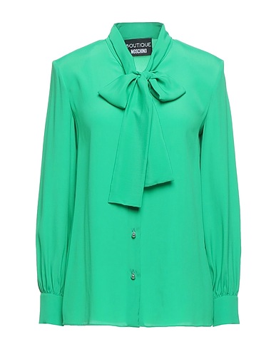 BOUTIQUE MOSCHINO Shirts & blouses with bow Green 75% Acetate, 25% Silk