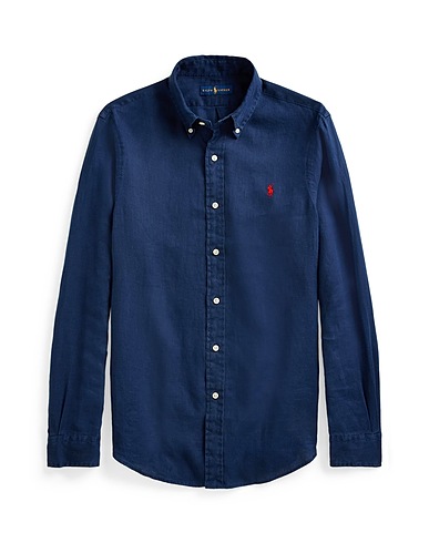 POLO RALPH LAUREN Linen shirt SLIM FIT LINEN SHIRT
 Midnight blue 100% Linen