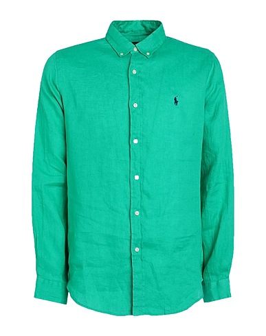 POLO RALPH LAUREN Linen shirt SLIM FIT LINEN SHIRT
 Emerald green 100% Linen