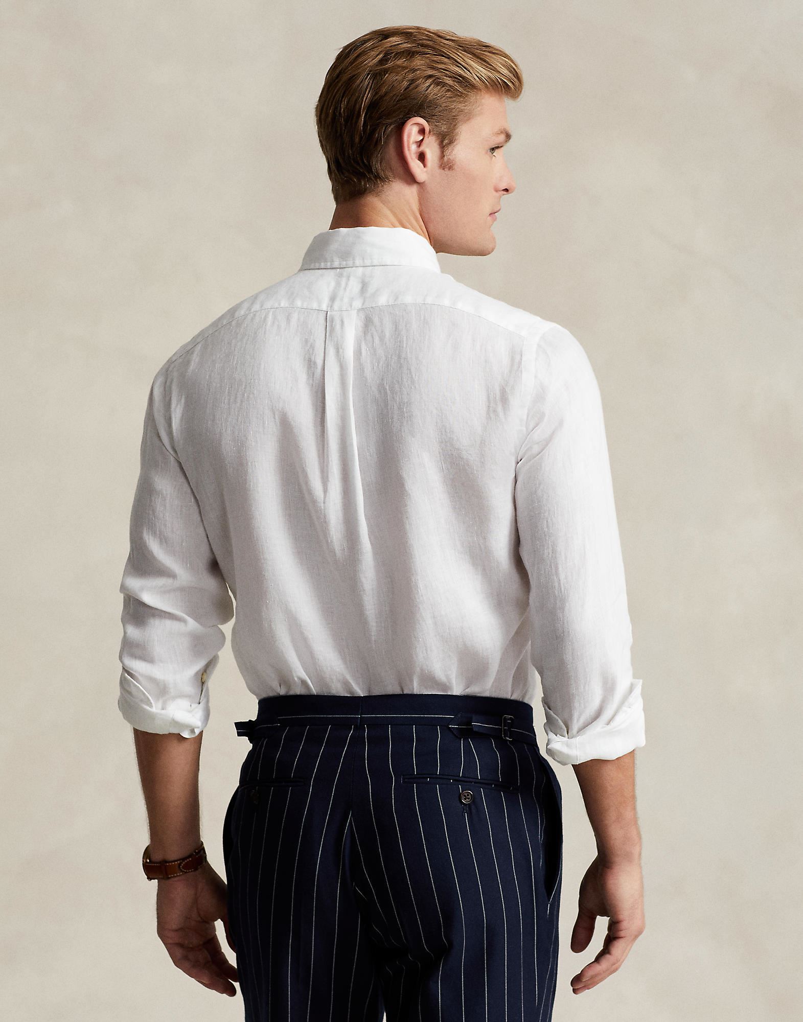 SLIM FIT LINEN SHIRT | 無地シャツ ホワイト メンズ | YOOX